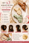 🌸 Top Bottom Set of 3 Flower and Pearl Hair Clips – Random Colors