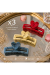 ❤️ Top Bottom Set of 3 Heart Hair Clips – Random Colors