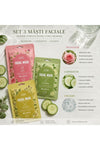 Top Bottom Set of 3 Facial Masks – Rose, Cucumber & Collagen