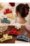 ❤️ Top Bottom Set of 3 Heart Hair Clips – Random Colors