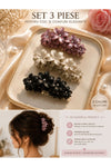 🌸 Top Bottom Set of 3 Floral Hair Clips – Random Colors